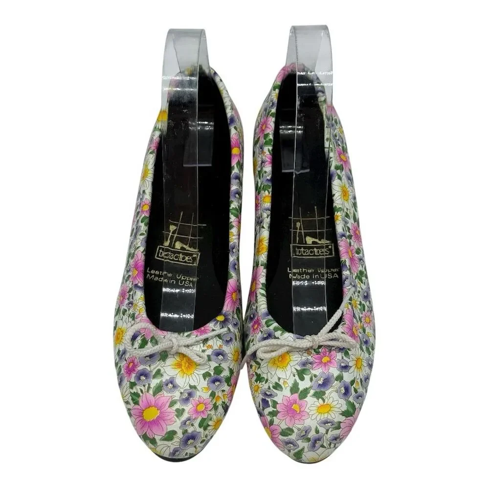 4172. Vintage Floral Ballet Flats‎ Multicolor Slip-On